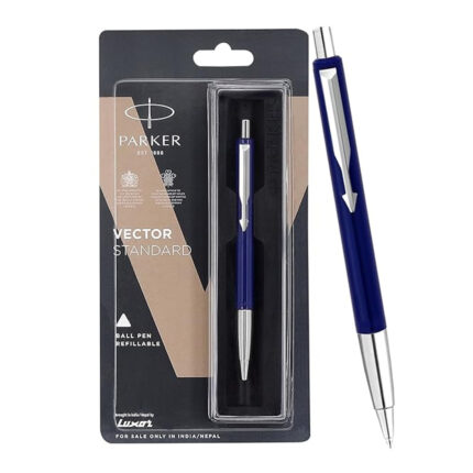 Parker Vector Standard Chrome Trim Ball Pen Blue Ink